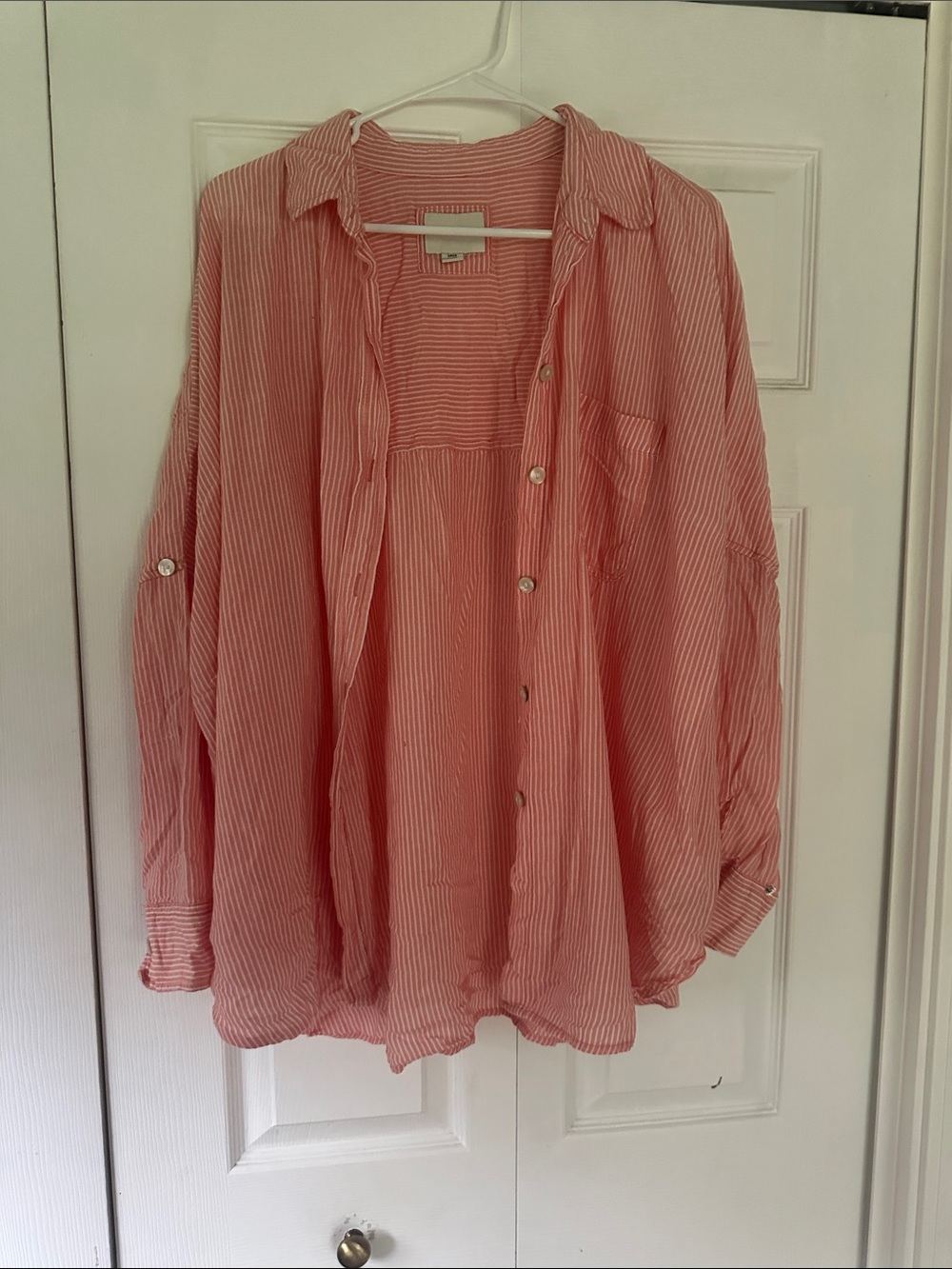 American Eagle Outfitters Light Pink Striped Button-Down Shirt